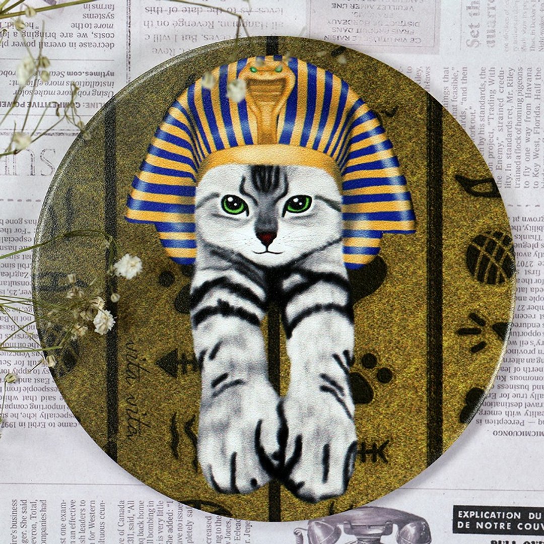 VITA VITA ◆ 猫 // 陶瓷吸水杯垫系列 // 猫咪埃及法老王 - 杯垫 - 其他材质 金色