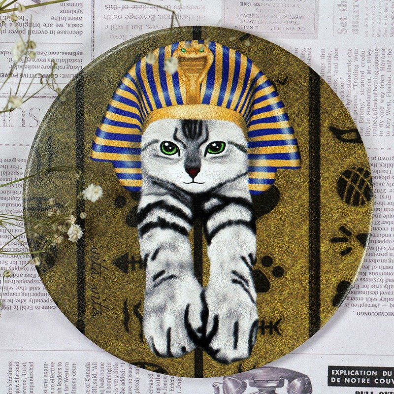 VITA VITA ◆ 猫 // 陶瓷吸水杯垫系列 // 猫咪埃及法老王 - 杯垫 - 其他材质 金色