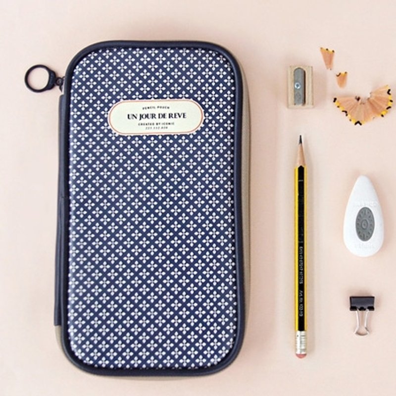 Dessin x Iconic-Pattern万用笔袋包-Blue,ICO80039 - 铅笔盒/笔袋 - 纸 蓝色