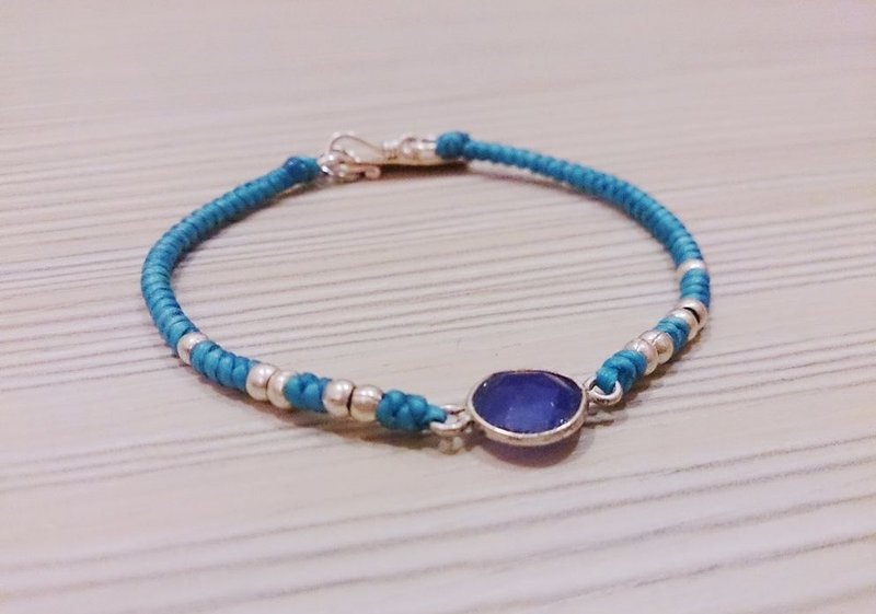 纯银蜡绳手链 幸运绳手链 天然石手链 - 手链/手环 - 宝石 多色