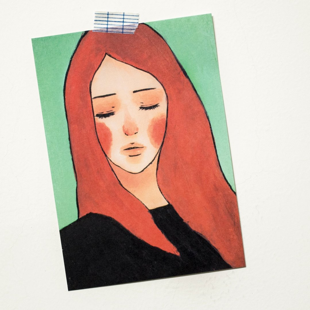 优雅女孩 插画明信片 - 卡片/明信片 - 纸 粉红色