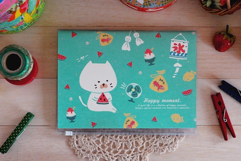 *Mori Shu* 票根收藏本-包子猫炎炎夏日吃西瓜-绿色(附收纳书套) - 笔记本/手帐 - 纸 多色