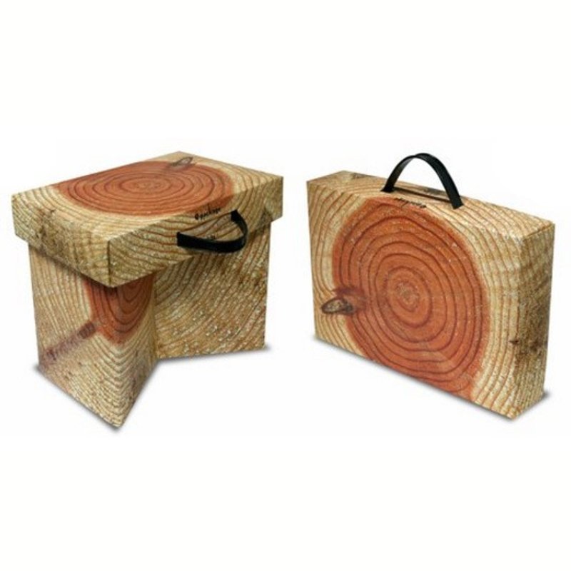 【Good Campstool 木纹好折凳(浅)】法国发明展 得奖作品！轻便好携，排队野餐郊游良品。 - 其他家具 - 纸 金色