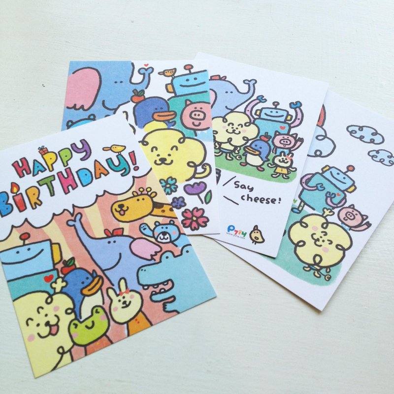 P714 居民系列明信片组＿4张 - 卡片/明信片 - 纸 多色