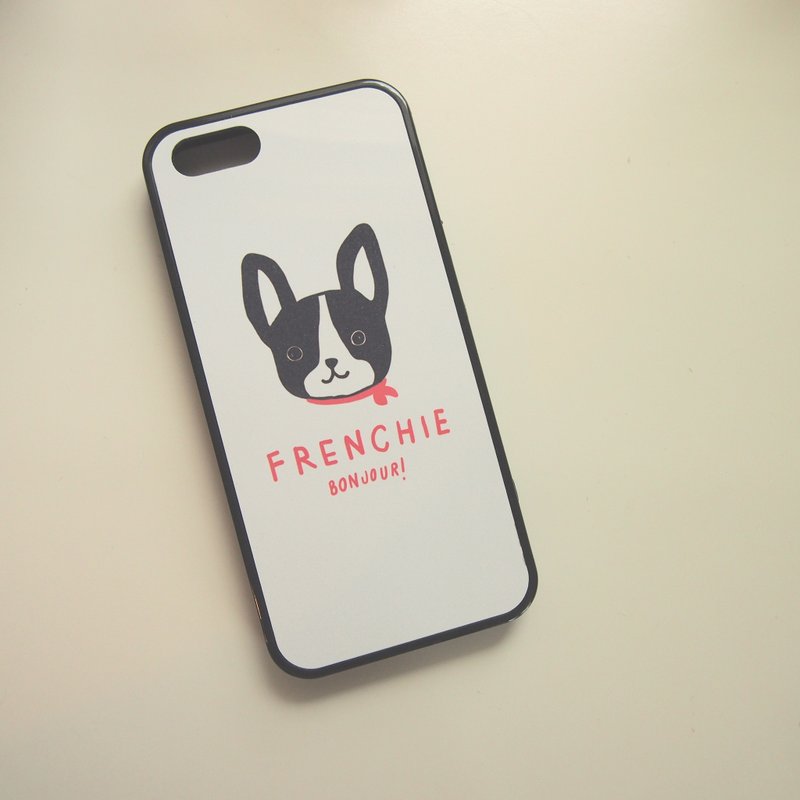 :: 圣诞礼物 :: 法斗犬手机壳 iPhone 5/5s & 6（Bonjour!） - 平板/电脑保护壳 - 塑料 白色