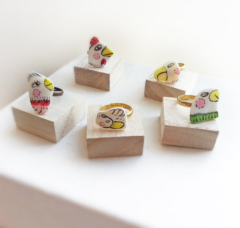 贝壳系列-鸟类绘图戒指 - 戒指 - 其他材质 白色