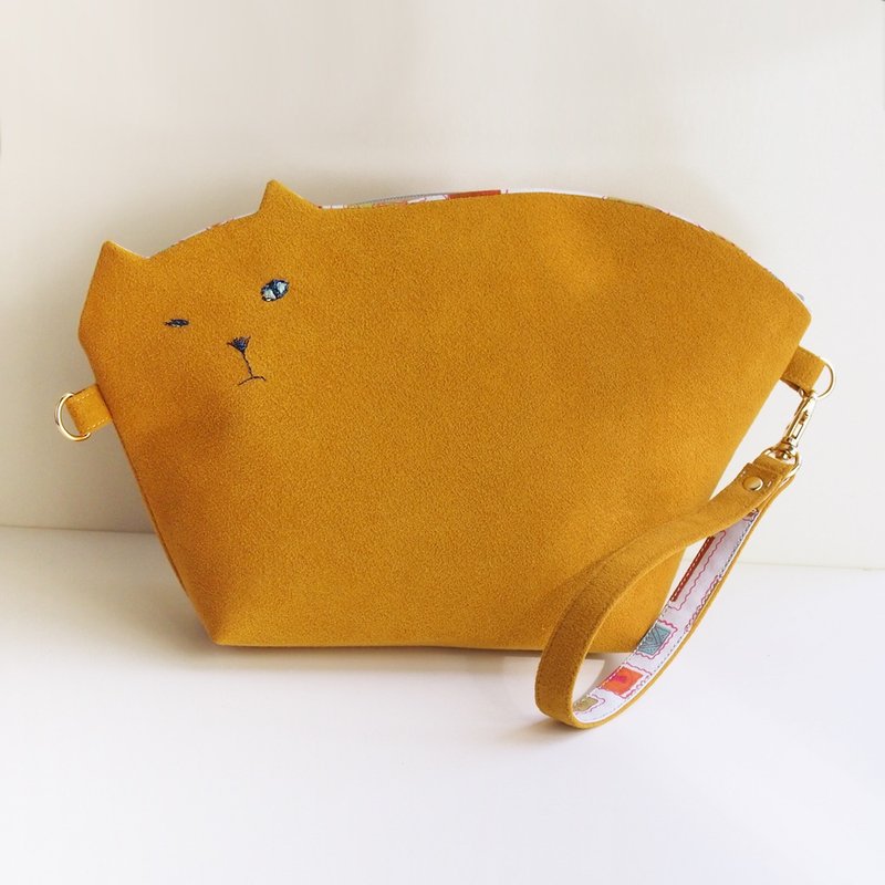 猫のクラッチポシェット2way011号【受注生産】 - 其他 - 绣线 橘色