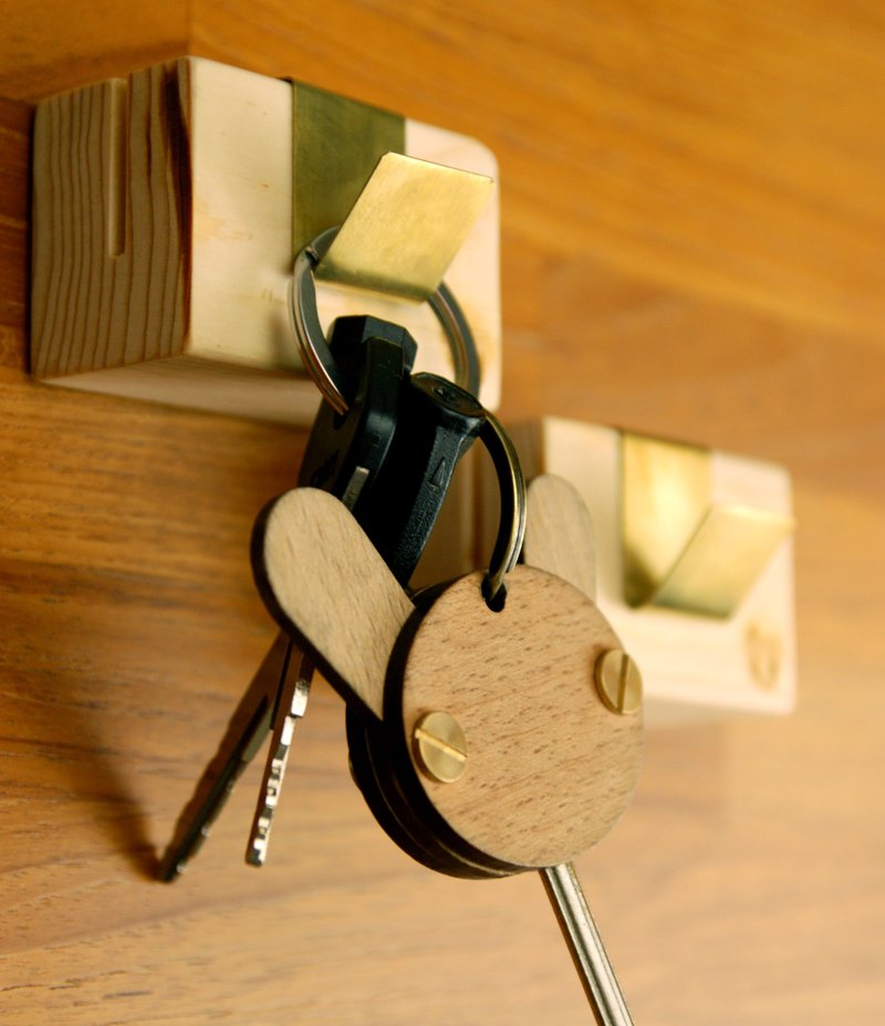 Block 原木挂钩 - 墙贴/壁贴 - 木头 金色