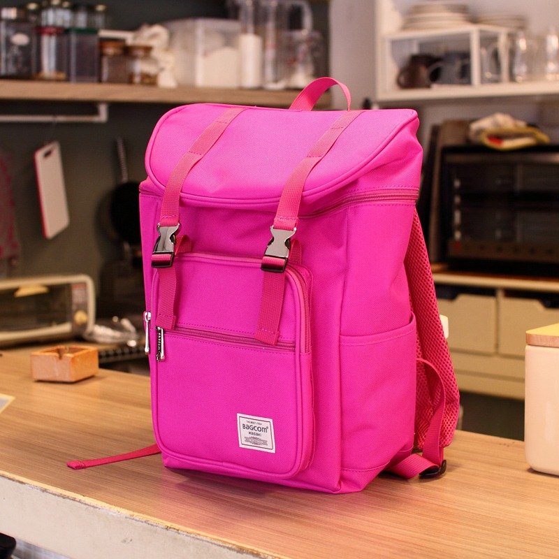 100398-21★Bagcom Masaki 休闲双扣后背包-桃红 - 后背包/双肩包 - 其他材质 粉红色