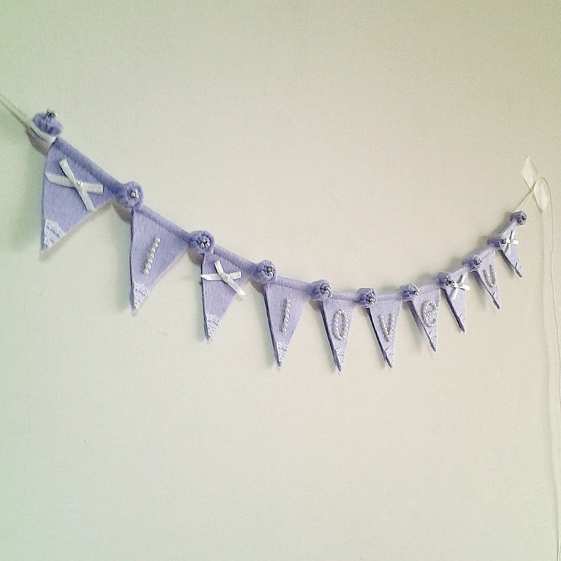 MFP紫色手工蕾丝珍珠毛毡花朵迷你布旗挂旗10片 - 墙贴/壁贴 - 其他材质 紫色