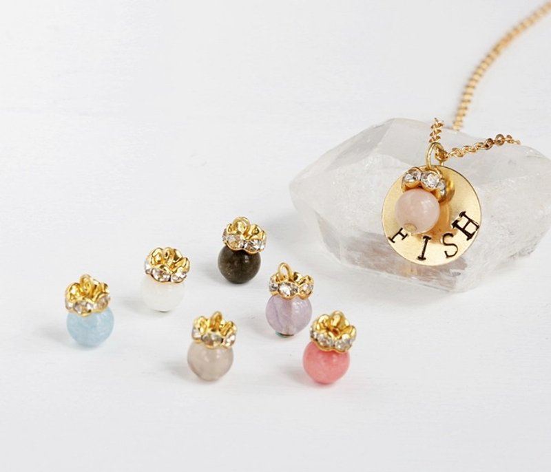 【星期幸运守护石】铜镀16K金项链 吊坠定制手敲字母 Week lucky stone 天然石手创 极简几何 个性 情人节 生日礼物 纪念日 宴会 party 交换礼物 圣诞节 - 其他 - 宝石 