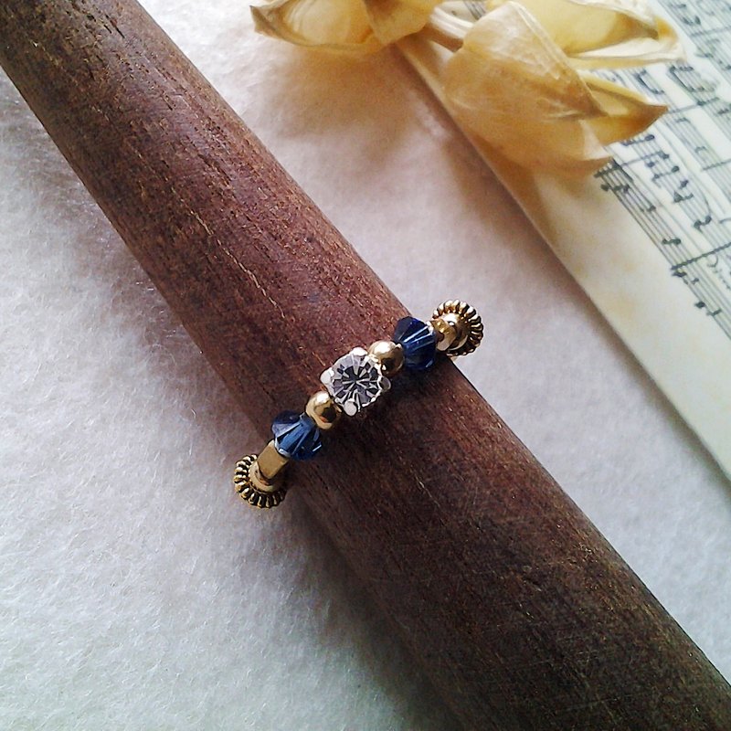 EF黄铜戒指流金岁月NO.35深蓝色水钻 - 戒指 - 纸 蓝色