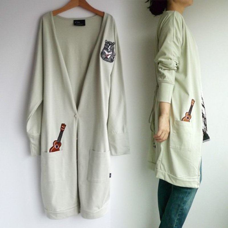 ：Urb.【乌熊丽丽】长版开襟外套 米褐 (夏季限时优惠) - 女装休闲/机能外套 - 棉．麻 卡其色