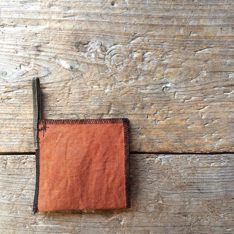 A small coffee filter with persimmon astringent Linen that can be used repeatedly - 咖啡壶/周边 - 棉．麻 咖啡色