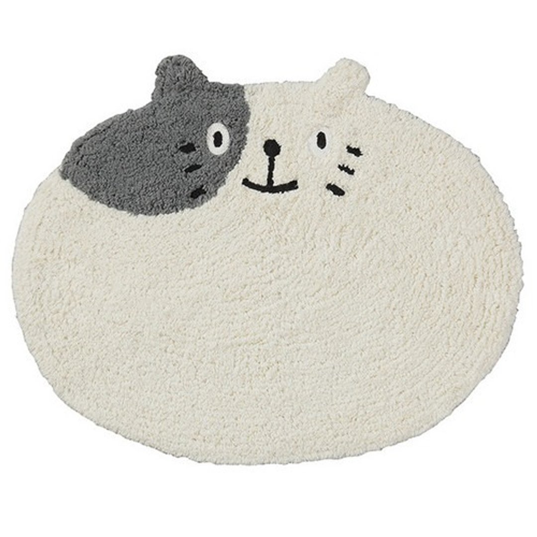 Tabby 灰白小花猫造型地垫 - 摆饰 - 棉 白色