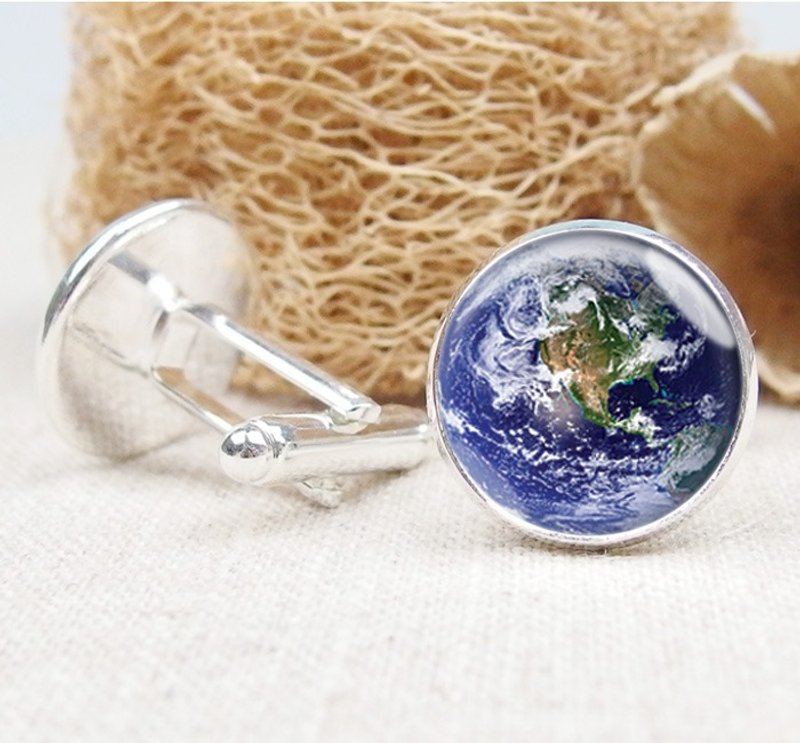 地球 - 袖扣/衬衫配件/生日礼物【Special U Design】 - 袖扣 - 其他金属 蓝色