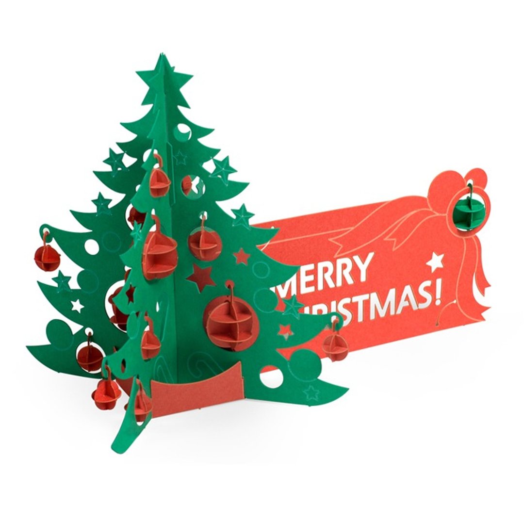Papero纸风景 DIY迷你模型 - 圣诞树卡片(绿树)/Christmas Tree Card(Green & Red)-入门简易包 - 木工/竹艺/纸艺 - 纸 绿色