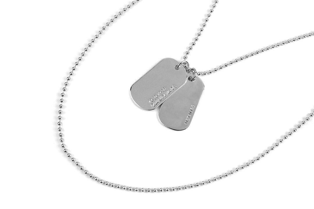 Double Logo Dog Tag Necklace 双LOGO军牌项链(白金色) - 项链 - 其他金属 