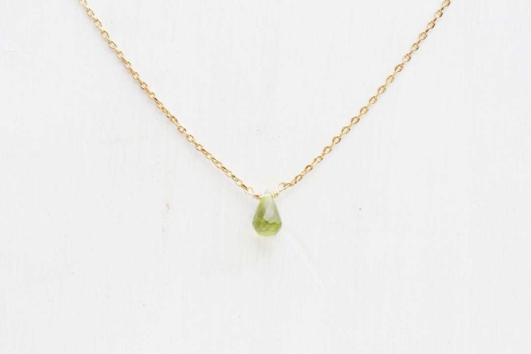 8月份诞生石-橄榄石 Peridot b ペリドット 锁骨项链 - 项链 - 宝石 绿色