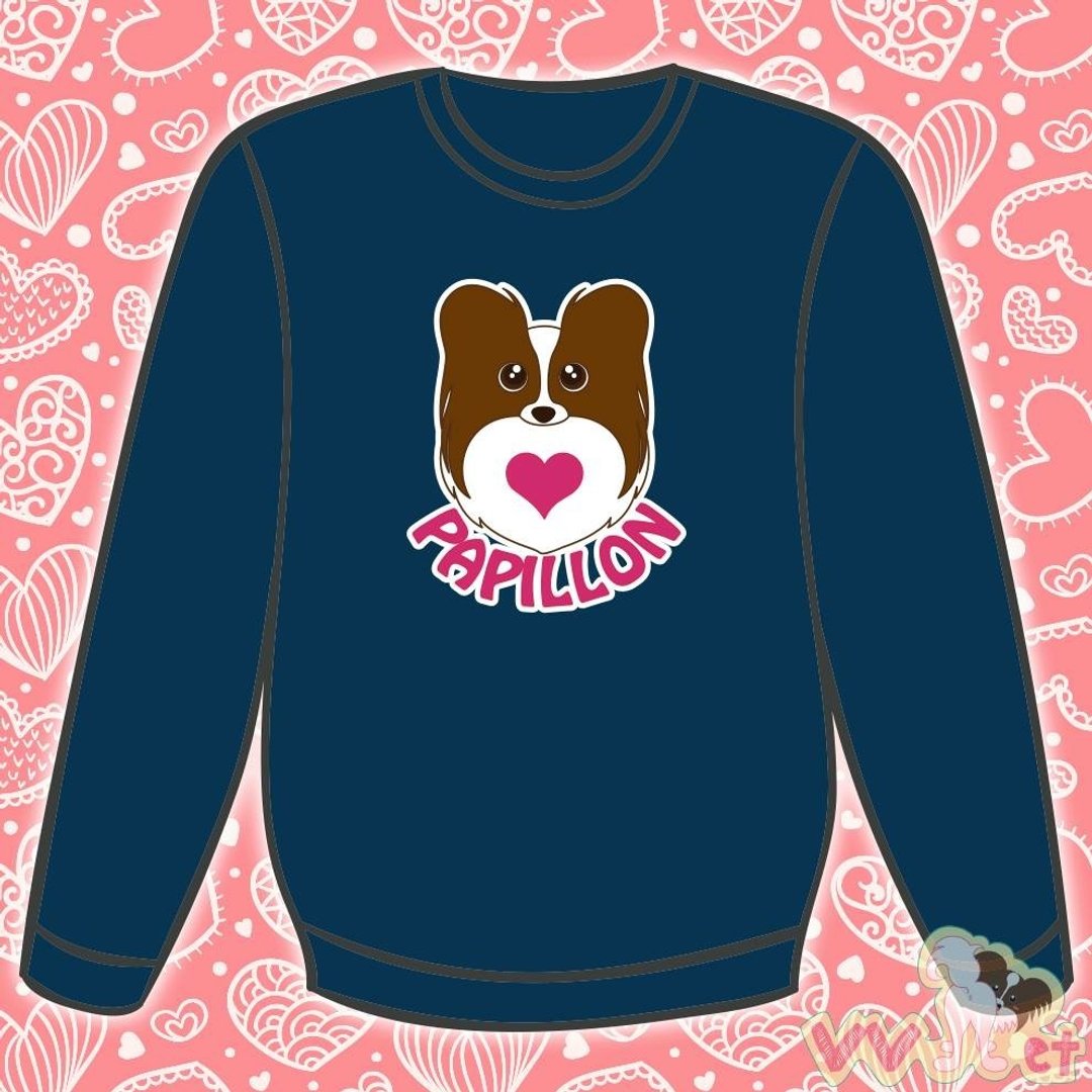 爱心蝴蝶犬纯棉长袖T-shirt - 女装 T 恤 - 棉 