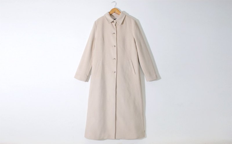 {:::Giraffe 长颈鹿人:::}_韩国制鹅黄色超长基本款帅气毛料古着大衣 - 女装休闲/机能外套 - 其他材质 黄色