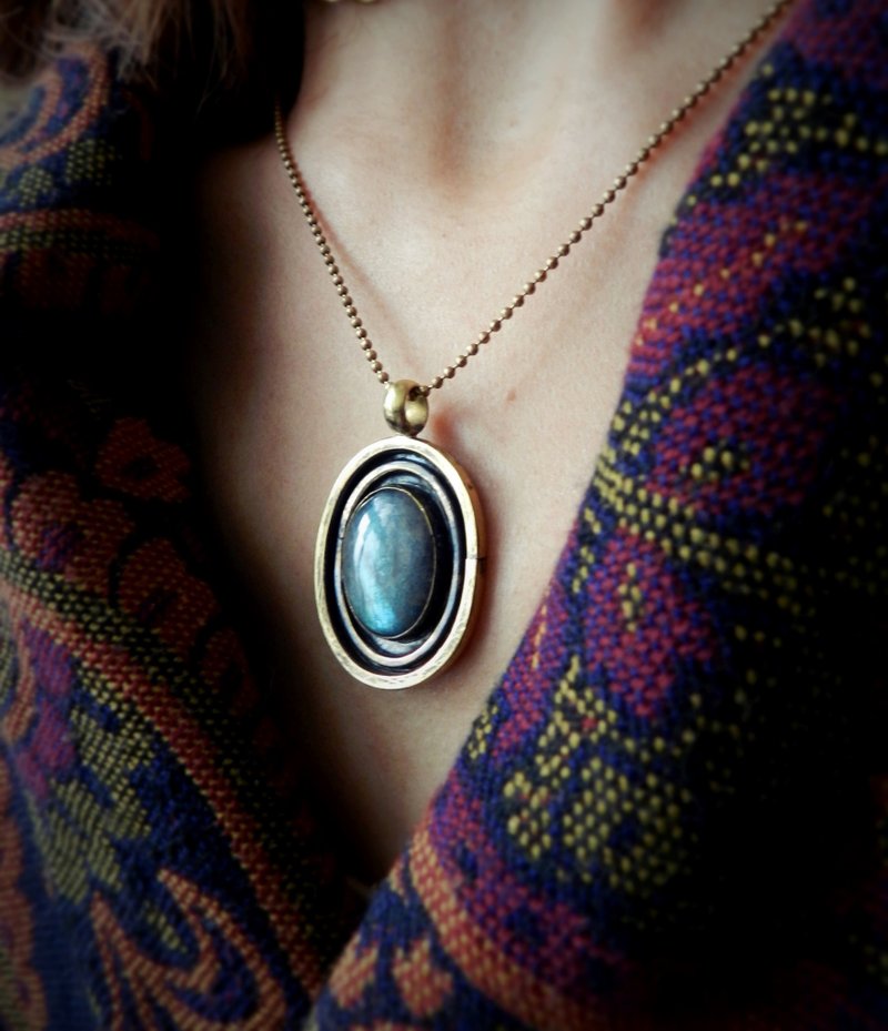 【 涟漪 】拉长石手工项链 - 项链 - 纸 绿色