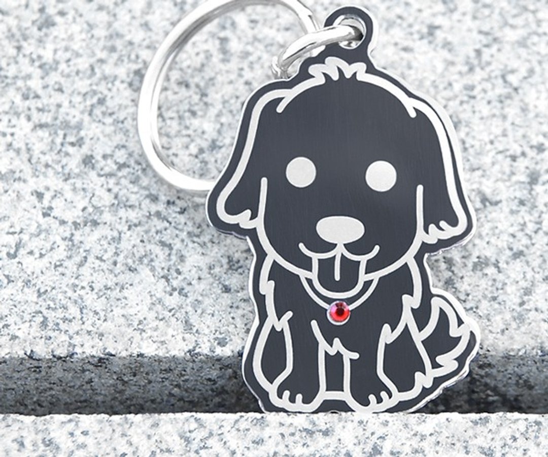 【黄金拾猎犬】‘狗狗形状’专属-定制名牌（6色钻）◆可爱x防走失◆ - 项圈/牵绳 - 其他金属 