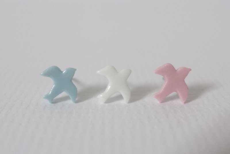 【N.U. Studio】陶瓷动物园 鸟儿小姐  陶瓷耳环 - 耳环/耳夹 - 陶 多色