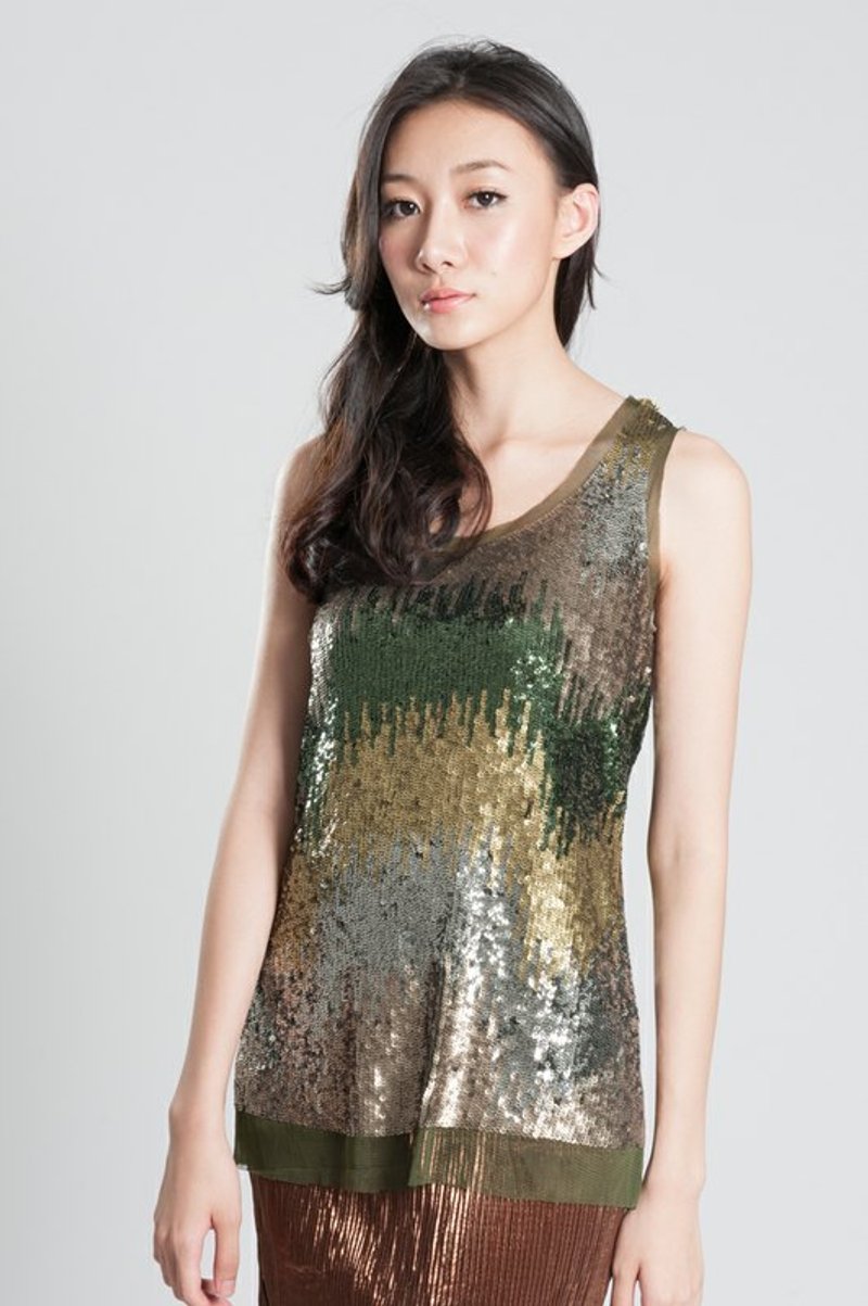 FaBulous New York 2014 SS*精灵渐层亮片长版 - 洋装/连衣裙 - 其他材质 绿色