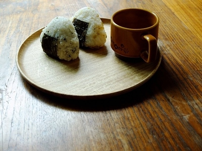 橡木制圆平盘/托盘 浅色26cm - 浅碟/小碟子 - 木头 卡其色