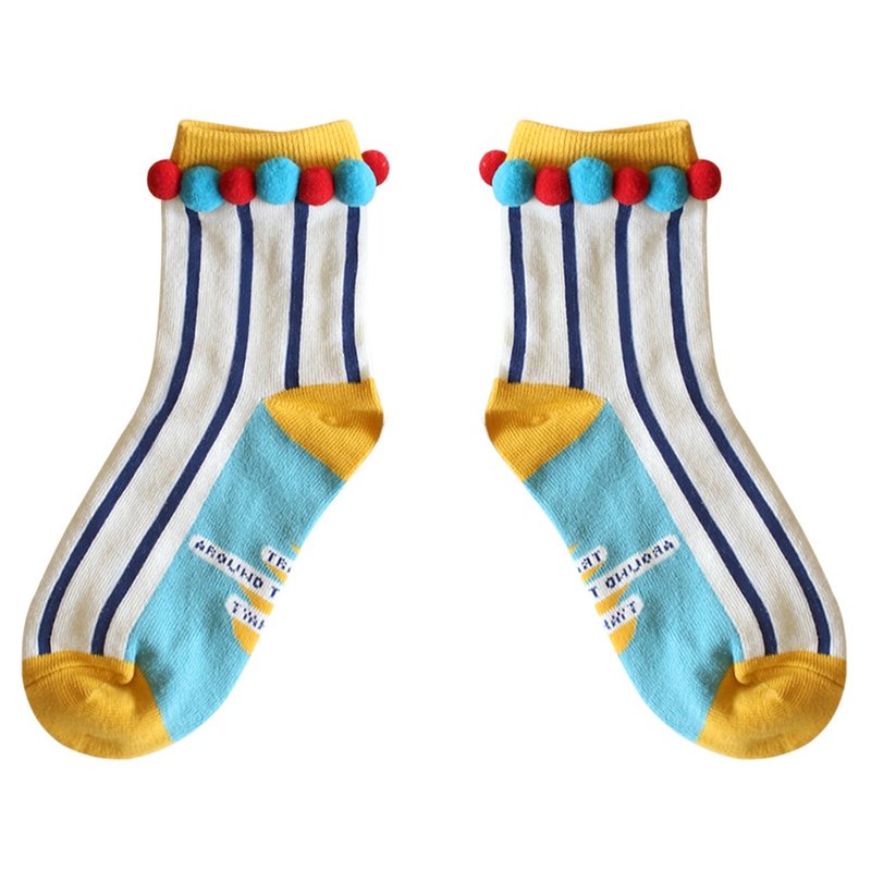 【2色】天际翻滚！// 魔幻马戏团棉球袜子 :::DAWN' make up your feet ::: - 袜子 - 棉．麻 多色