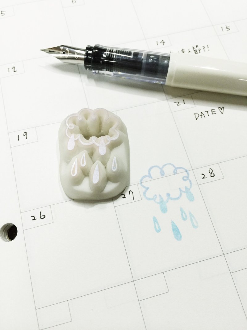 Deerday手刻章 下雨天 - 印章/印台 - 橡胶 蓝色