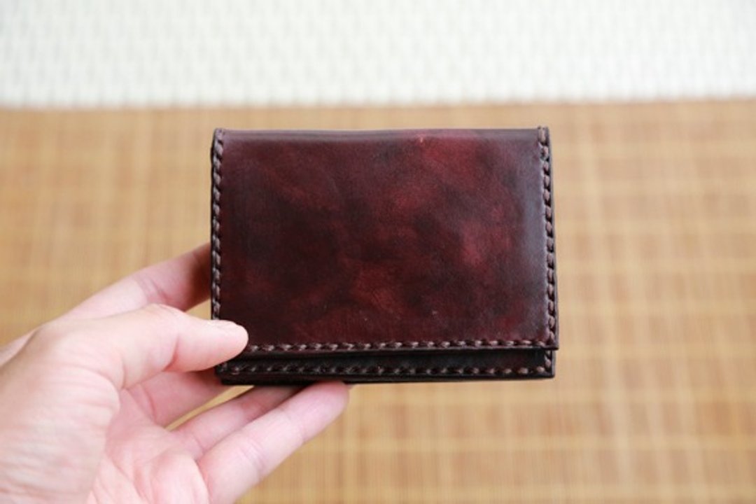 材料包 / 完成品 手缝卡片夹, 短夹, 钱夹, 刻字服务, 定制化礼物 - 皮夹/钱包 - 真皮 
