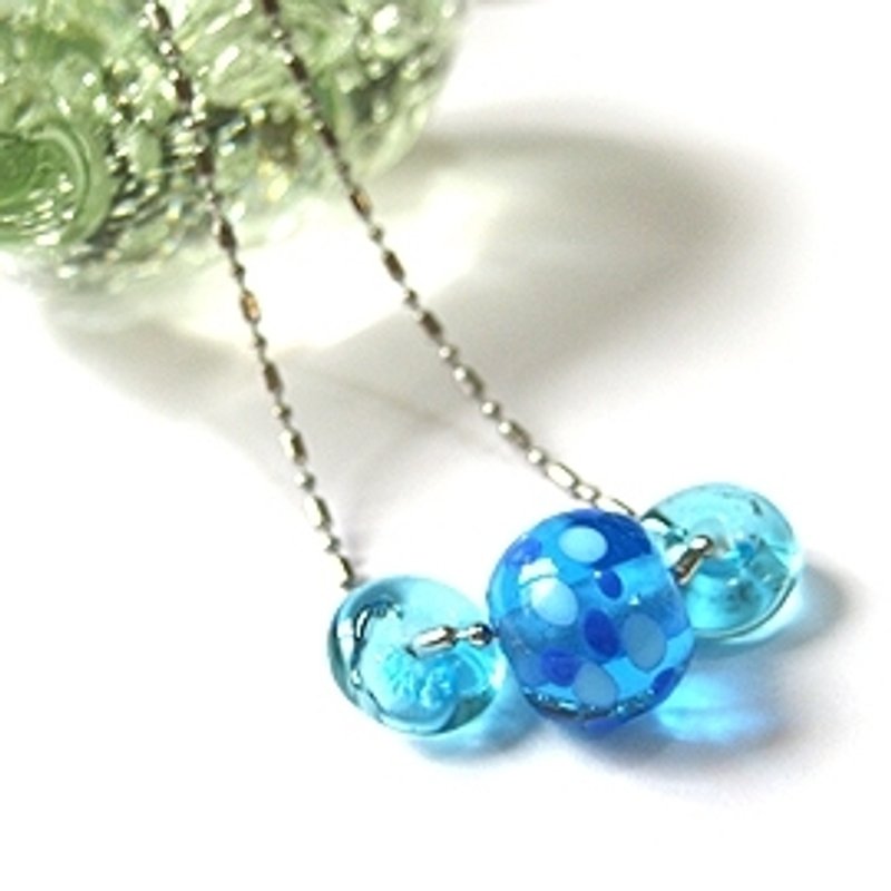 水蓝色琉璃珠项炼 - 项链 - 玻璃 蓝色