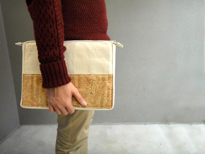 软木 / 水松木 / 帆布/ 13寸手提电脑包 - 电脑包 - 其他材质 白色