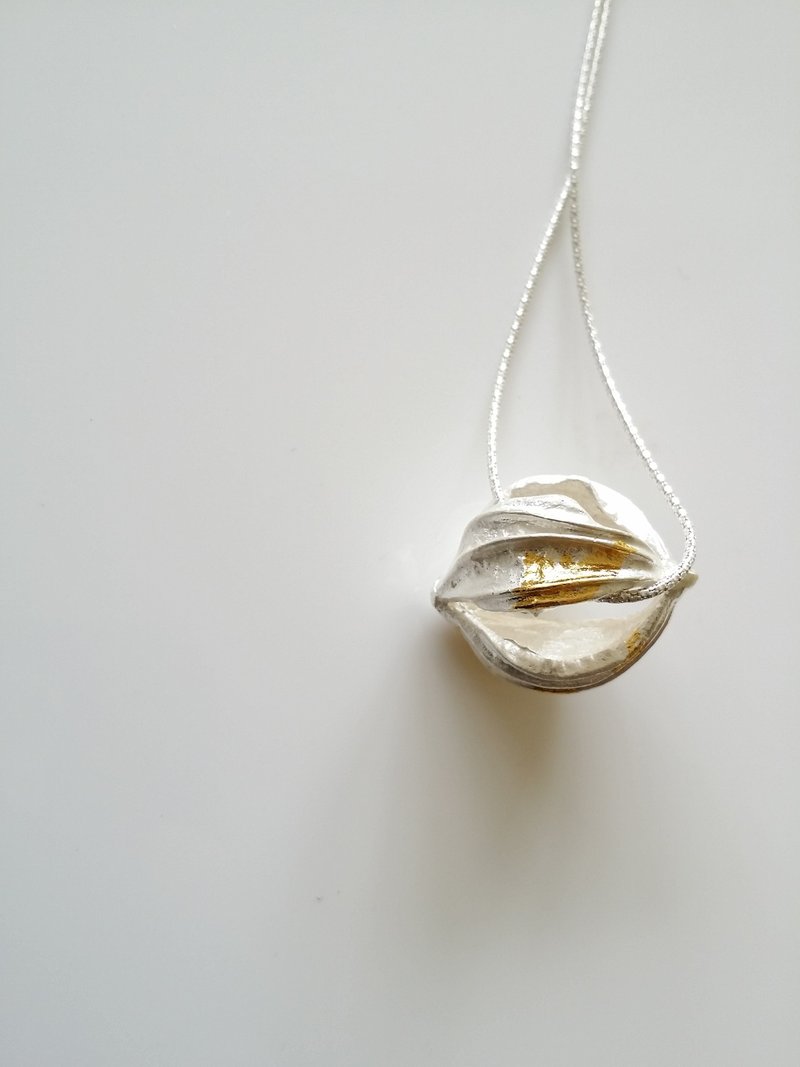 纯银项坠 种子系列 BTP004植物果核铸造 - 项链 - 纯银 银色