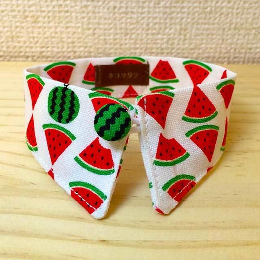 From cat wearing collar style collar / kitten of watermelon button until the cat - 项圈/牵绳 - 棉 白色