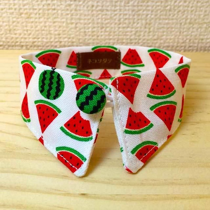 From cat wearing collar style collar / kitten of watermelon button until the cat - 项圈/牵绳 - 棉．麻 白色