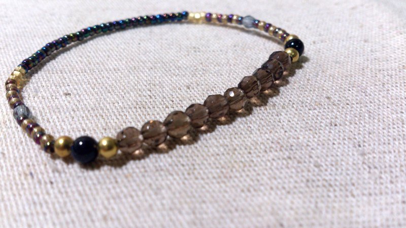 crystal in dearsharka || 茶晶 x 蓝沙金．透烟熏的绮丽个性 - 手链/手环 - 宝石 咖啡色