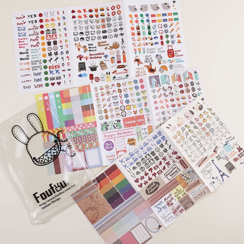 《Foufou》- 九入手帐贴纸组合包-v.3 - 贴纸 - 纸 多色
