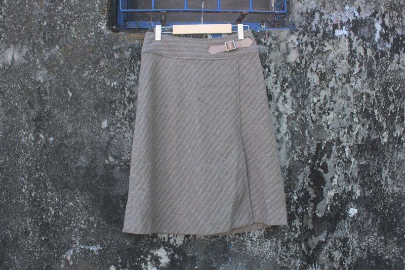 厚料高腰斜纹厚料裙 - 裙子 - 其他材质 咖啡色