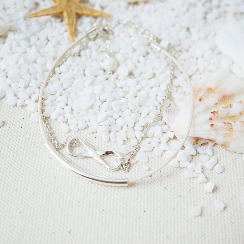 夏日系纯银手链 - 米白款 - 手链/手环 - 纯银 银色