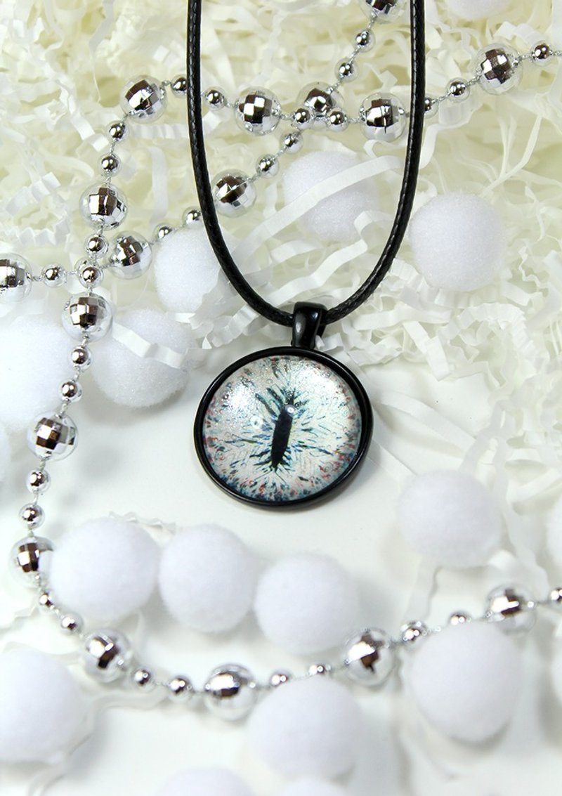 [冬季设计款] 雪花猫眼 25mm  黑色款 - 项链 - 玻璃 黑色