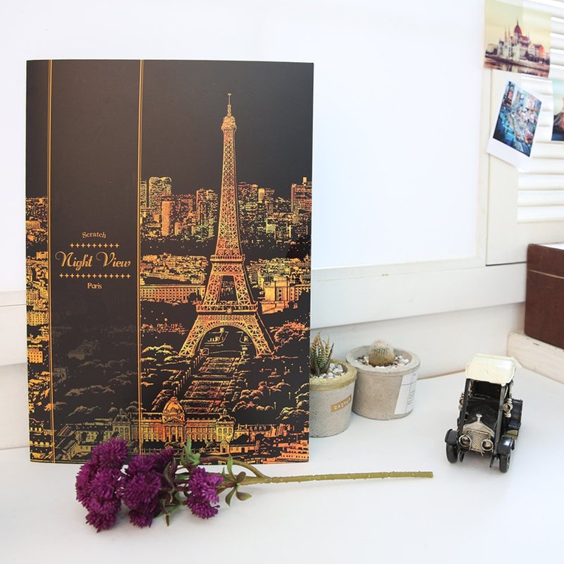 Lago-手刮城市金色夜景(附刮棒)-巴黎,LGO93478 - 木工/竹艺/纸艺 - 纸 金色