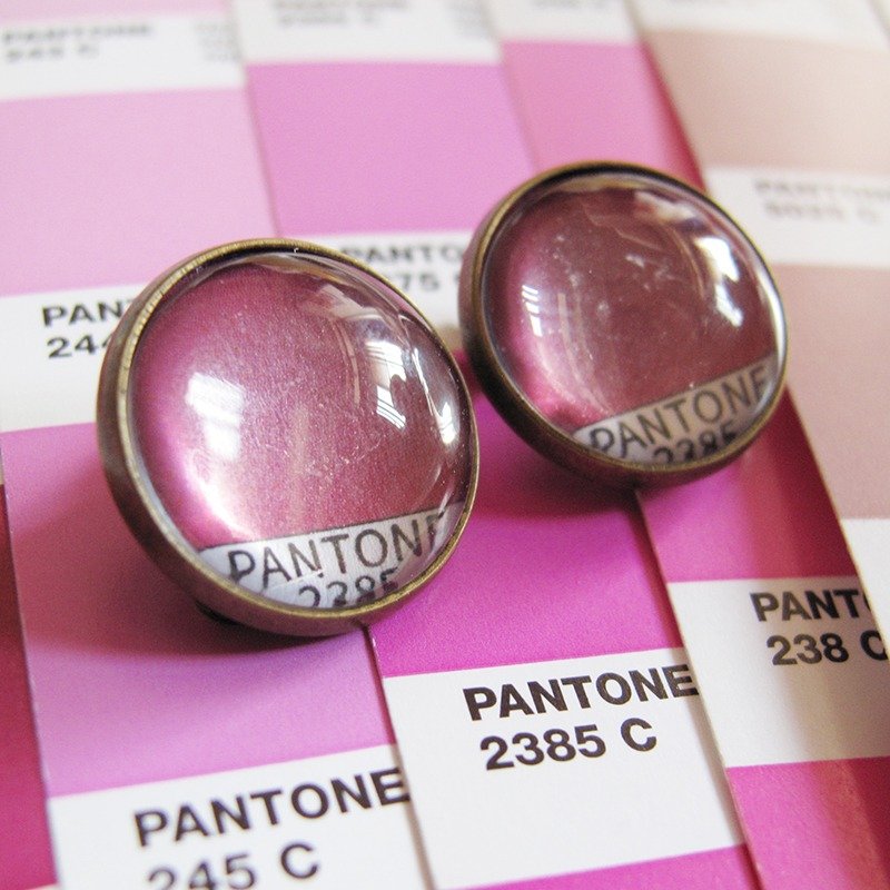 PANTONE 2385 色票圆形耳夹耳针 - 耳环/耳夹 - 其他金属 紫色