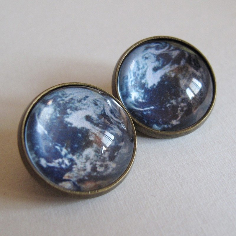 圆形耳夹耳针 - 地球 - 耳环/耳夹 - 其他材质 蓝色