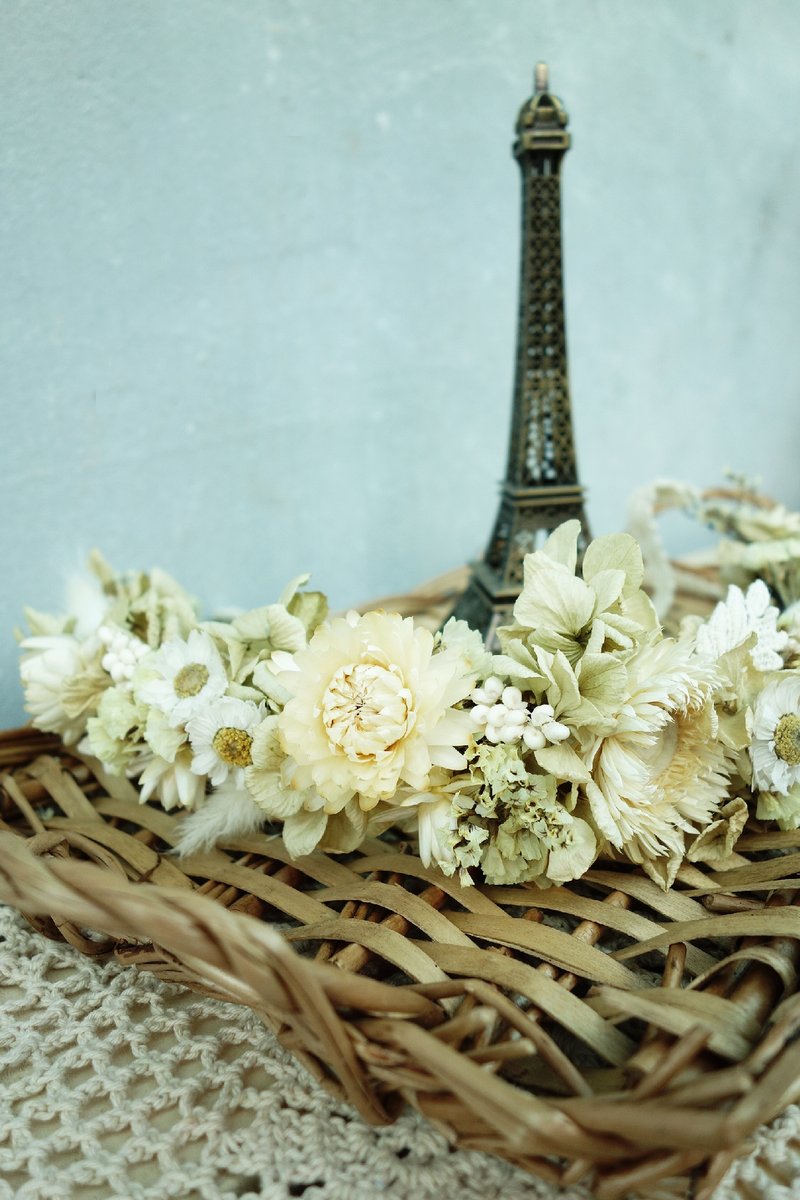 小清新。白花花麦杆菊花冠花圈 (可定制) - 植栽 - 植物．花 白色