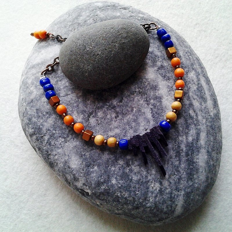 Muse 时尚民族风深紫色麂皮串珠手链 - 手链/手环 - 其他材质 紫色