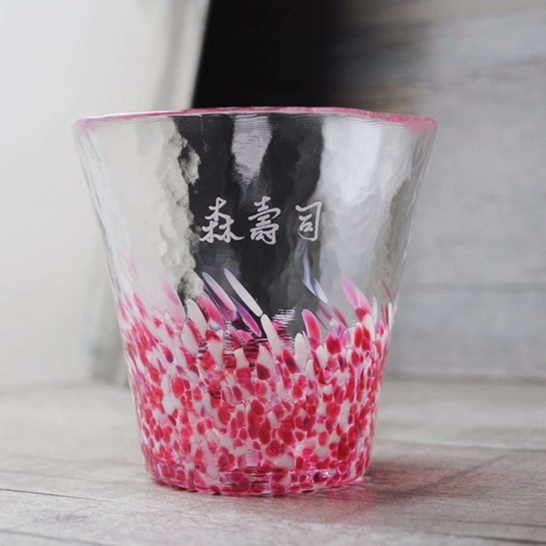 260cc【MSA 日本手工杯】(樱花粉)日本进口津軽手工杯 津軽びいどろ タンブラ 定制化 - 酒杯/酒器 - 玻璃 粉红色