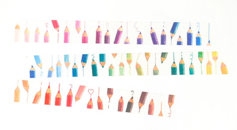 水性色铅笔 60 色铅笔 纸胶带2cm x 10M(50cm循环图) - 纸胶带 - 纸 多色